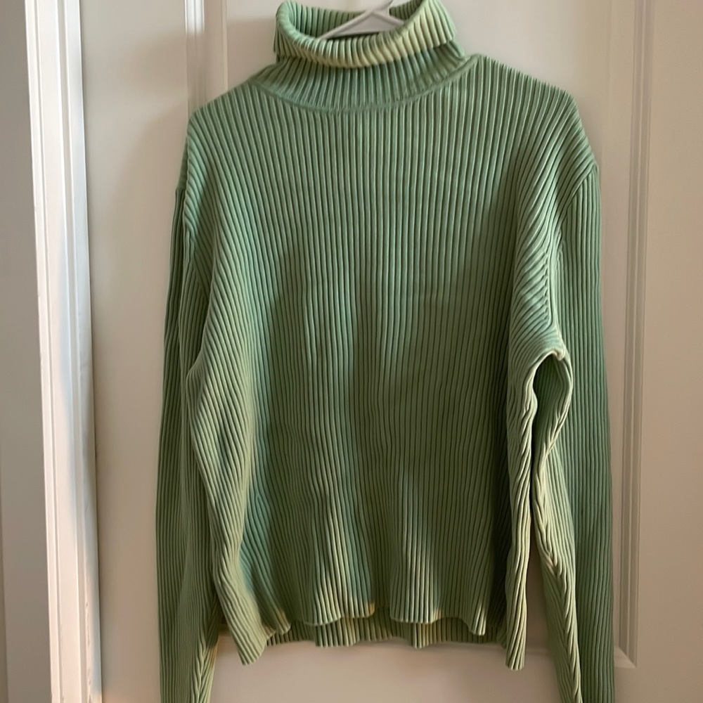 Turtleneck- GAP Stretch! Beautiful green, ribbed turtleneck
